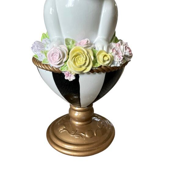 TOPHAT & TAIL Easter Bunny Rabbit On Flower Pedestal Egg 15" Mackenzie Style NEW - Picture 3 of 15